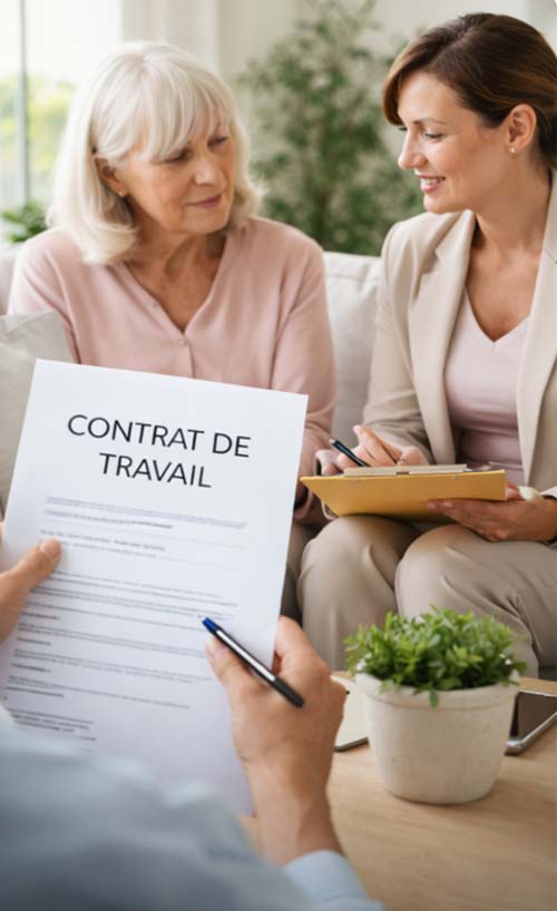 Signature d’un contrat de travail pour une aide à domicile en mode mandataire avec accompagnement personnalisé